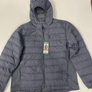 Eddie Bauer Men's Gray Hooded Goose Down Puffer Jacket 550 Fill Power XL